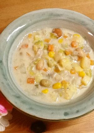 ⌘春キャベツと新玉ねぎの豆乳スープ⌘-レシピのメイン写真