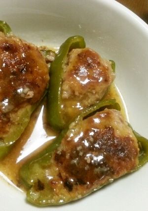 大人のピーマンの肉詰め～コンソメあんかけ-レシピのメイン写真