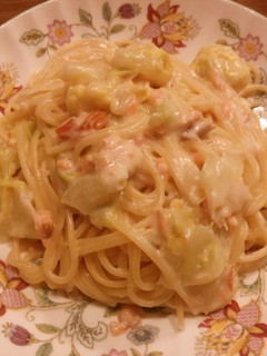 春キャベツと鮭のクリームパスタ-レシピのメイン写真