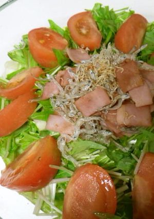 ベーコンじゃこと水菜のサラダ-レシピのメイン写真