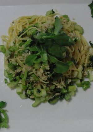 セロリと鶏肉(缶詰)のスパゲティ-レシピのメイン写真