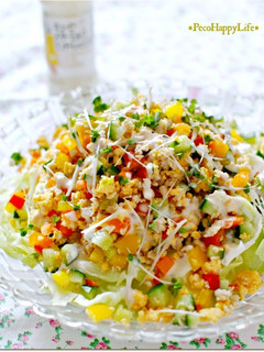 野菜がモリモリ進む彩そぼろのレタスサラダ-レシピのメイン写真