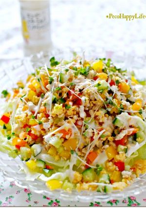 野菜がモリモリ進む彩そぼろのレタスサラダ-レシピのメイン写真