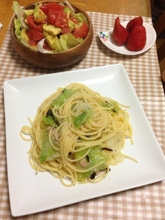 レタスと塩昆布とツナのパスタ-レシピのメイン写真