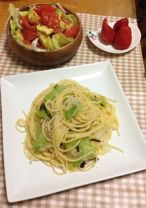 レタスと塩昆布とツナのパスタ-レシピのメイン写真
