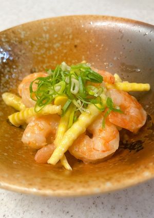 むきえびと水煮姫竹の塩麹しょうが炒め-レシピのメイン写真