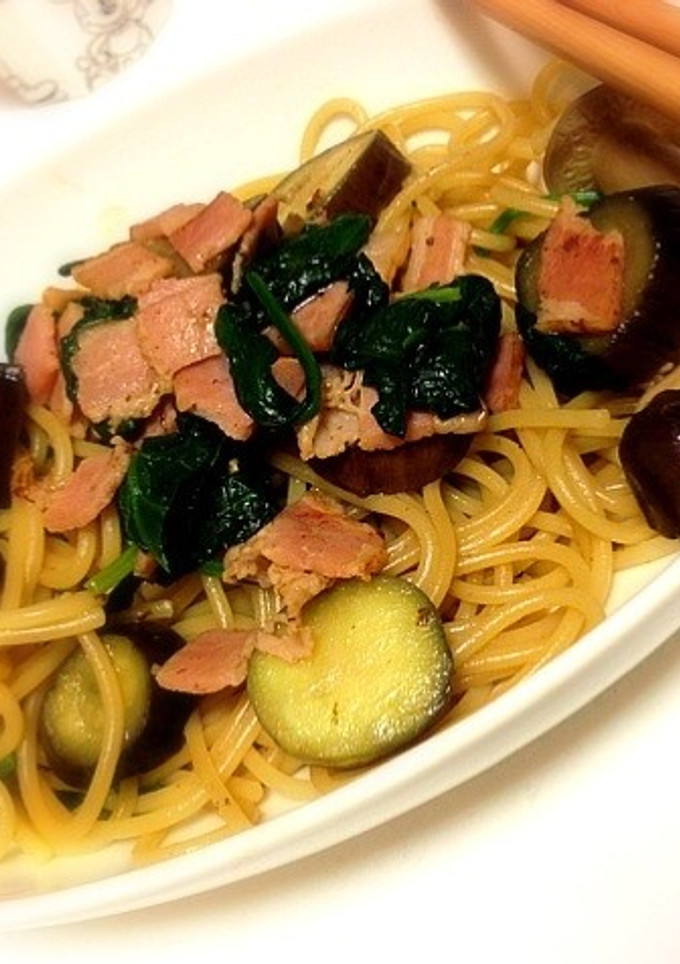 茄子とほうれん草の和風パスタ-レシピのメイン写真