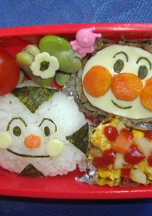 キャラ弁あんぱんまん野菜ハンバーグ弁当-レシピのメイン写真