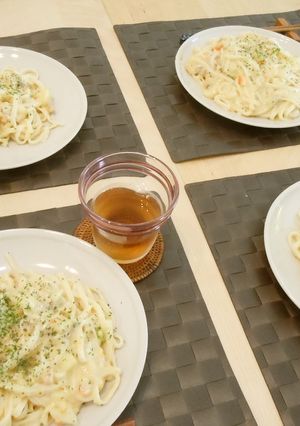 シチューの残りでカルボナーラうどん-レシピのメイン写真