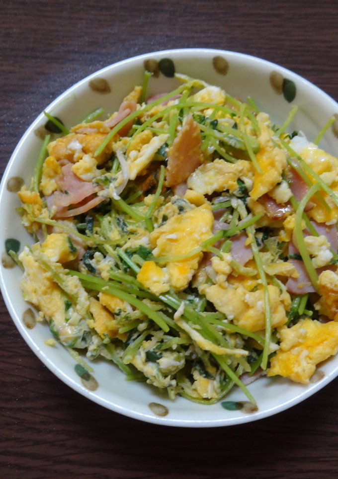 豆苗とベーコンのふわ玉炒め-レシピのメイン写真
