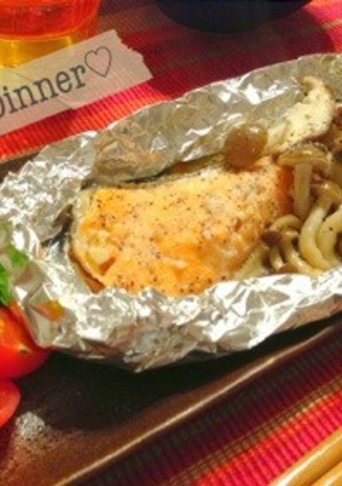 鮭ときのこのホイル焼き♡簡単-レシピのメイン写真