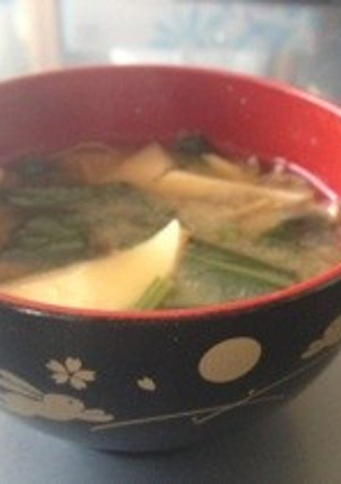 乾燥えのきとたけのこのお味噌汁-レシピのメイン写真