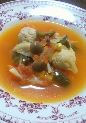 トマト缶不要！鶏団子の簡単トマトスープ☆-レシピのメイン写真
