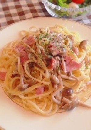 ベーコンときのこのクリームパスタ-レシピのメイン写真
