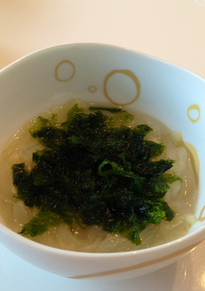 新玉ねぎのスープ☆あおさをのせて-レシピのメイン写真