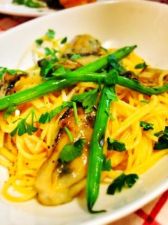 牡蠣とインゲンのパスタ ガーリックオイル-レシピのメイン写真