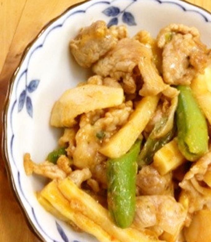 麻婆豆腐の素で!豚と筍のピリ辛炒め-レシピのメイン写真