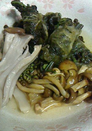 蕨のおぼろ昆布巻き きのこ添え-レシピのメイン写真