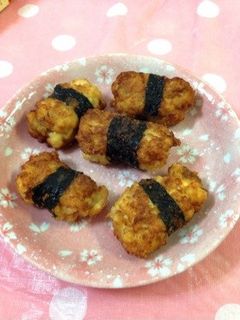 カリふわ♫ お豆腐と鶏の海苔巻き唐揚げ♡-レシピのメイン写真
