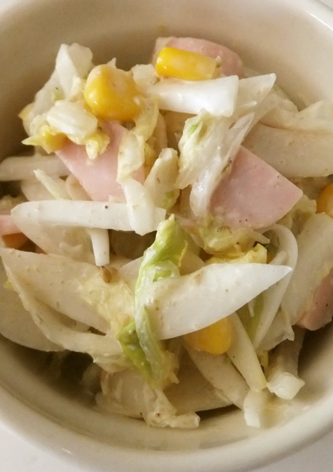 たっぷり白菜と新玉ねぎの胡麻マヨサラダ-レシピのメイン写真