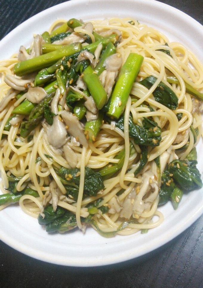 アスパラとほうれん草の和風パスタ-レシピのメイン写真