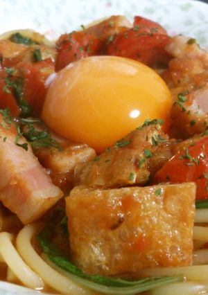 味噌煮込みうどん風　トマトパスタ-レシピのメイン写真