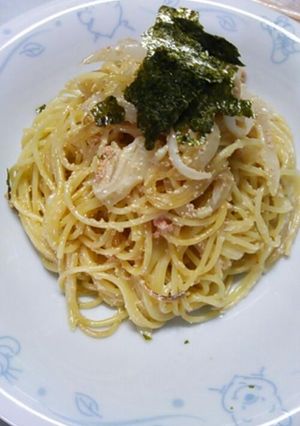 新玉ねぎで明太子クリームスパゲティ-レシピのメイン写真