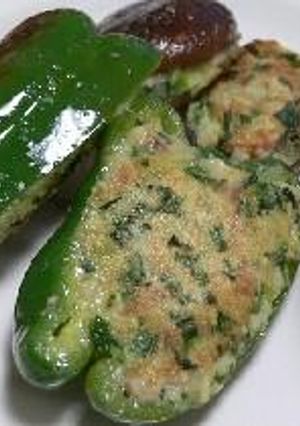 餃子風ピーマンとしいたけのおから詰め-レシピのメイン写真