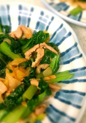 ターサイと豚肉のにんにくしょうゆ炒め-レシピのメイン写真
