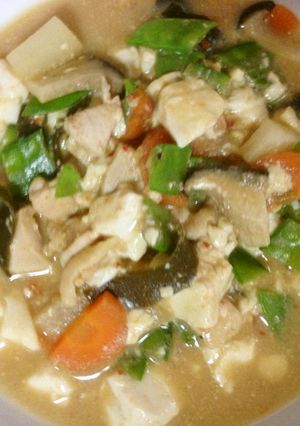 豆乳入りスープマーボー豆腐　鶏と野菜と茸-レシピのメイン写真