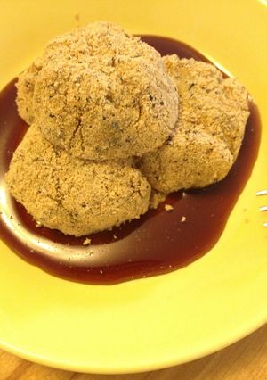 [減塩][ベジ] かぼちゃ餅、黒蜜きな粉-レシピのメイン写真