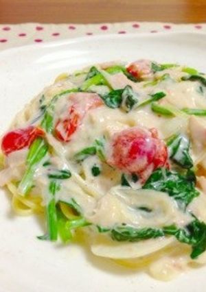 ほうれん草とトマトのツナクリームパスタ-レシピのメイン写真