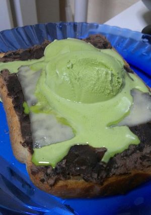 焼小倉餡スライスチーズ抹茶アイストースト-レシピのメイン写真