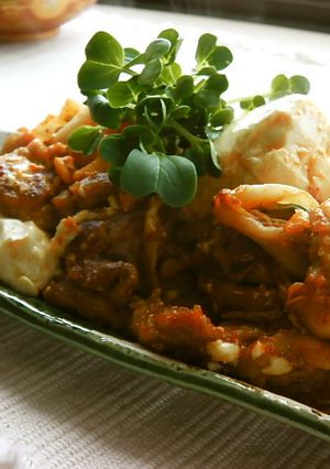 朝食にも★豚肉とキムチと豆腐で簡単炒め♬-レシピのメイン写真