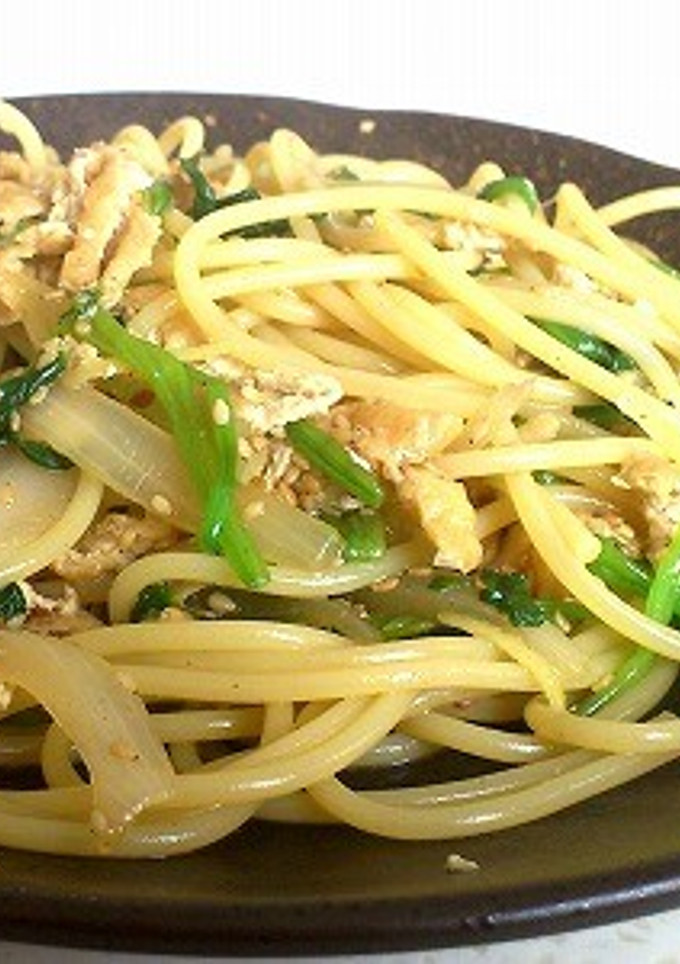 油揚げとほうれん草の和風スパゲッティー-レシピのメイン写真