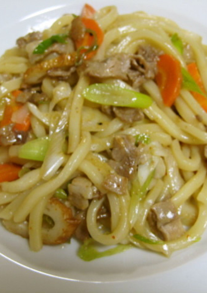 簡単めんつゆと白ねぎで焼きうどん-レシピのメイン写真