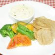 夏野菜と大豆ミートのムニエル
