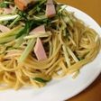水菜とハムのパスタ☆包丁要らず