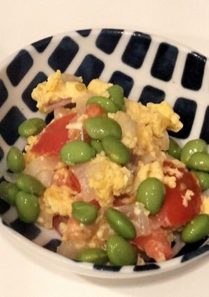 超簡単１品★枝豆トマト卵とじ-レシピのメイン写真