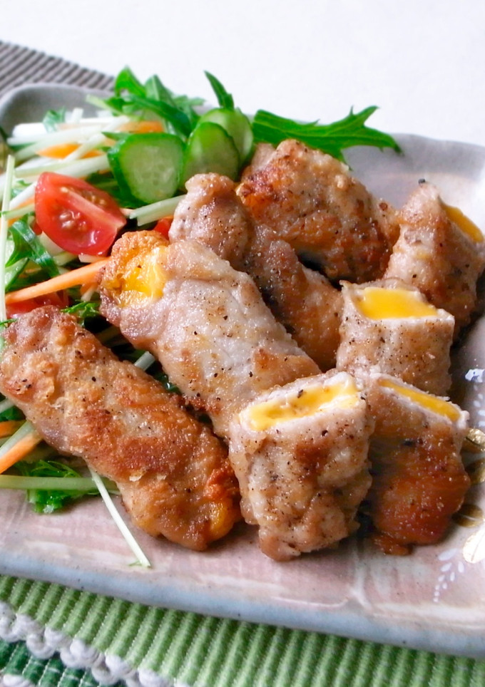 豚薄切り肉でチーズ巻き-レシピのメイン写真