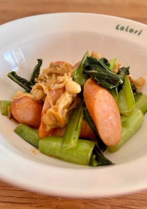 お弁当に☆小松菜とウインナーのカレーマヨ-レシピのメイン写真