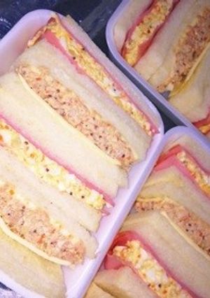 簡単栄養野菜玉ねぎ沢山ハム卵サンドイッチ-レシピのメイン写真