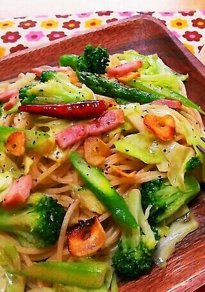 お野菜たっぷりペペロンチーノ-レシピのメイン写真