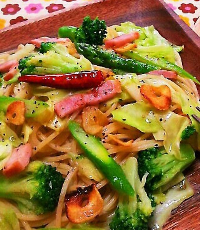 お野菜たっぷりペペロンチーノ-レシピのメイン写真