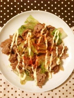 ポン酢とマヨで!豚肉とレタスの炒め物♪-レシピのメイン写真