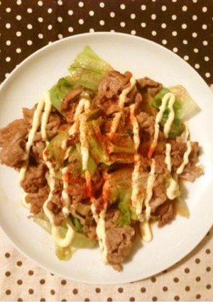ポン酢とマヨで！豚肉とレタスの炒め物♪-レシピのメイン写真