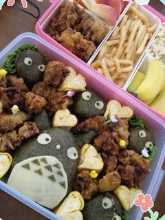 運動会トトロ&まっくろくろすけキャラ弁当-レシピのメイン写真
