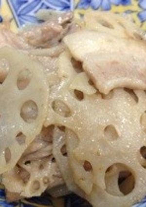 レンコンと豚バラ肉の炒めもの-レシピのメイン写真