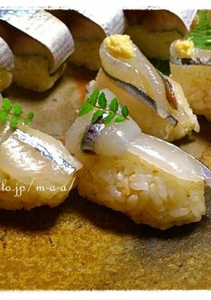 昆布締めさよりのにぎり寿司。-レシピのメイン写真