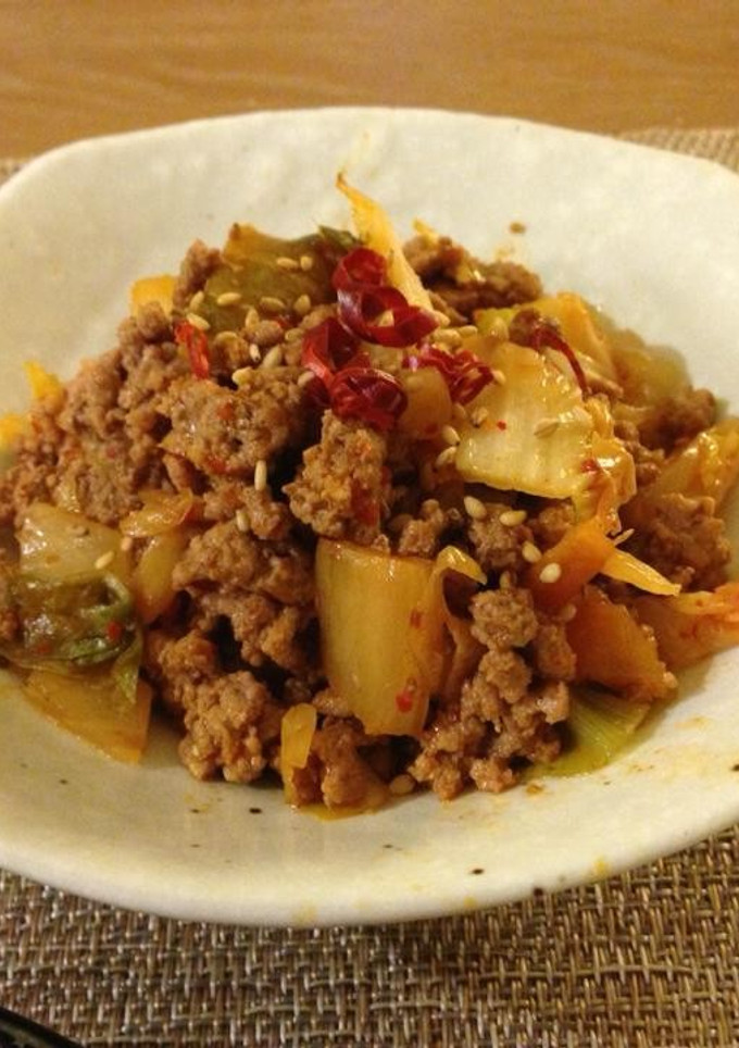 牛ひき肉とキムチの簡単炒め-レシピのメイン写真